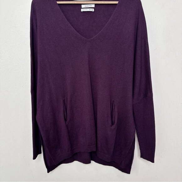 Aritzia Womens XXS/XS Babaton Vneck Baylor Wool Pocket Sweater In Purple - Picture 4 of 15